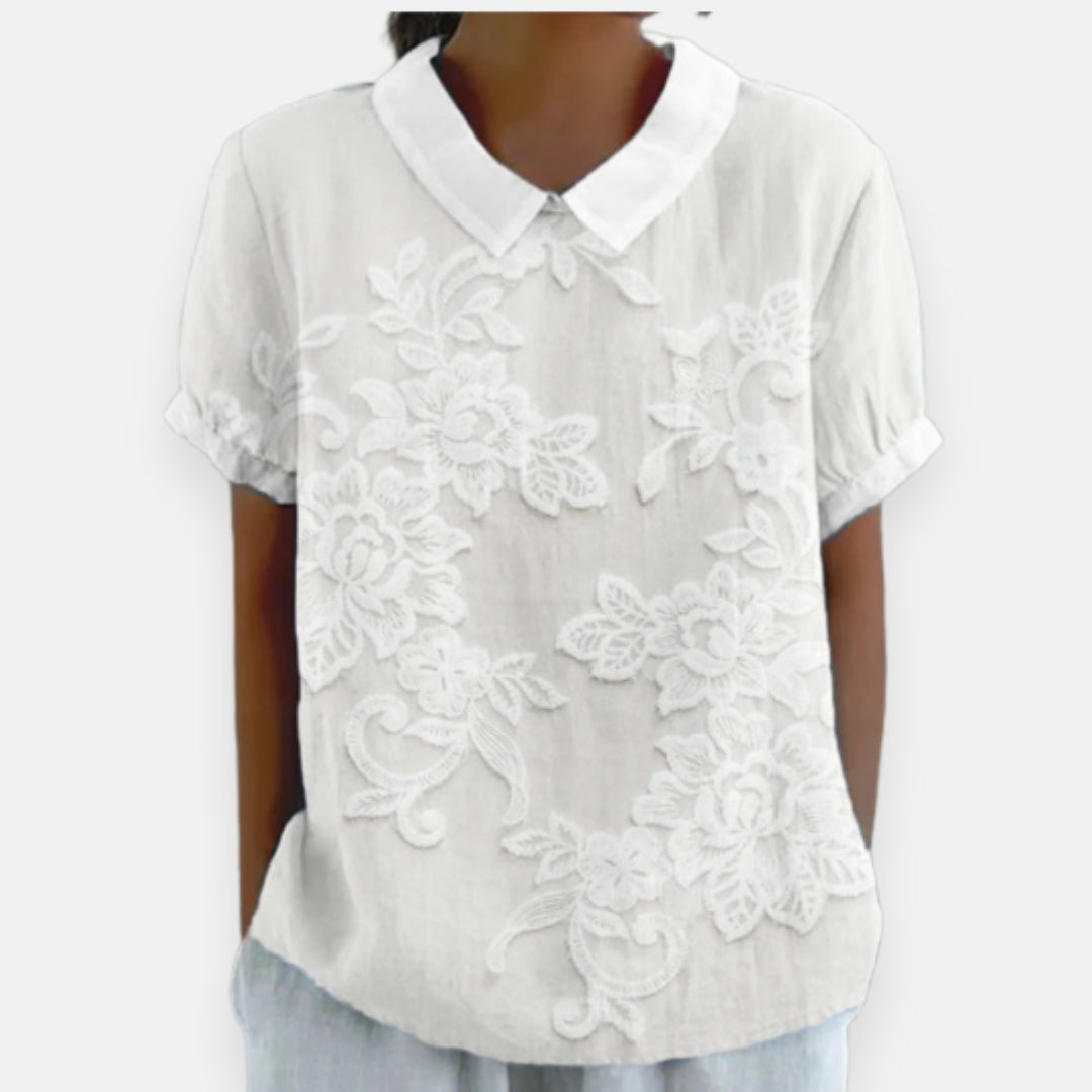 Eleanor | Floral Lace Collared Blouse