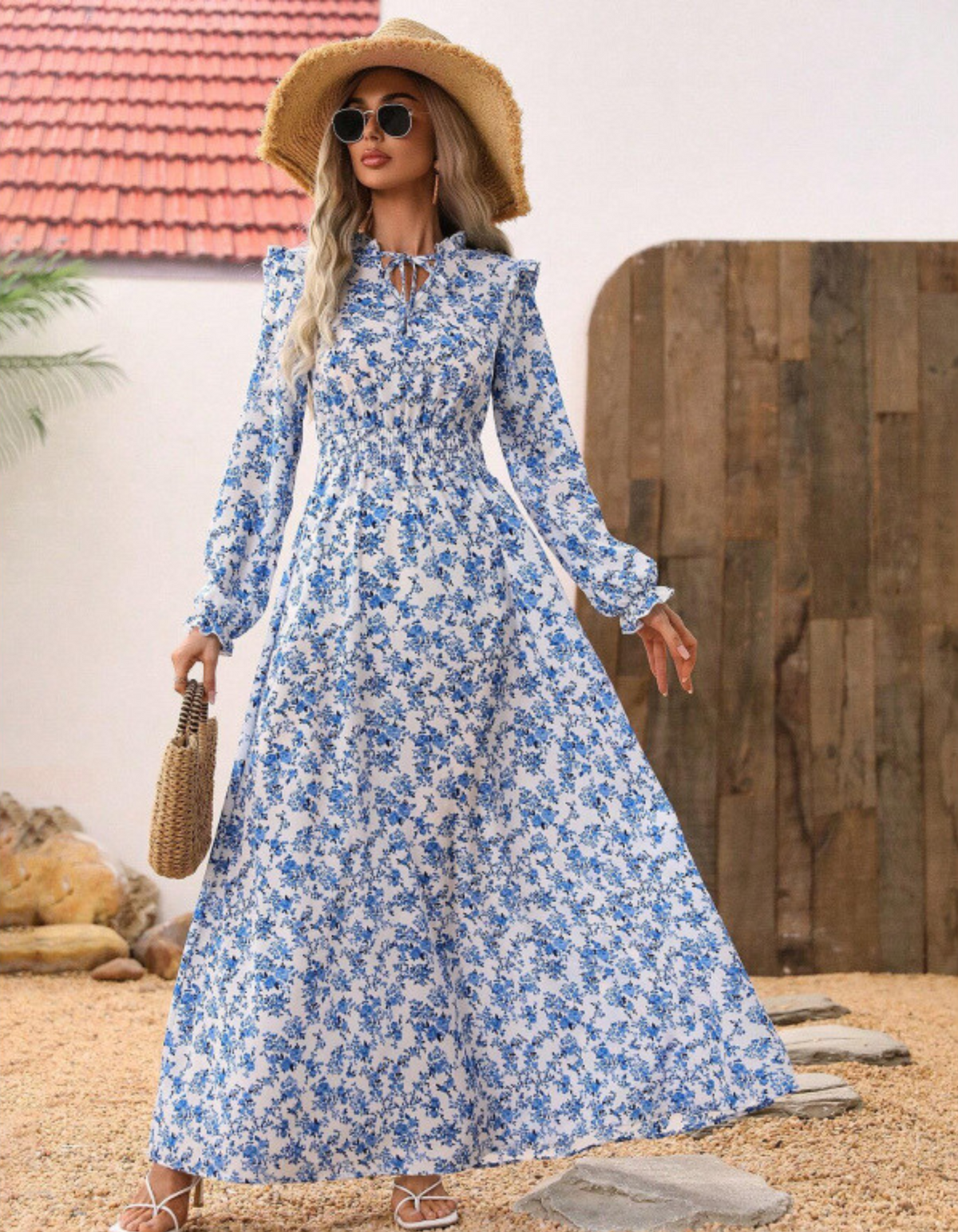 LIORA™ | Romantic Long-Sleeve Maxi Dress