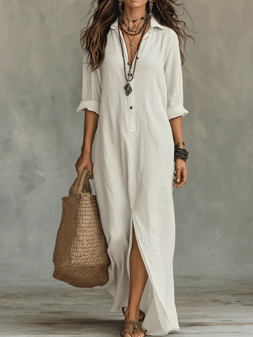Valeria | Black Maxi Dress with Buttons