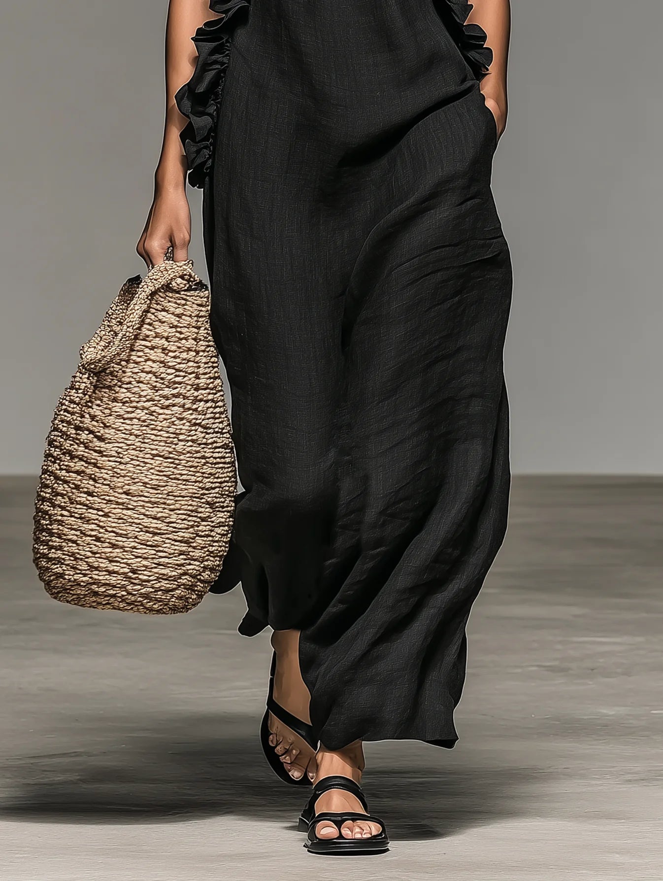 ALIETTE – FLOWY MAXI DRESS WITH RUFFLES AND POCKETS