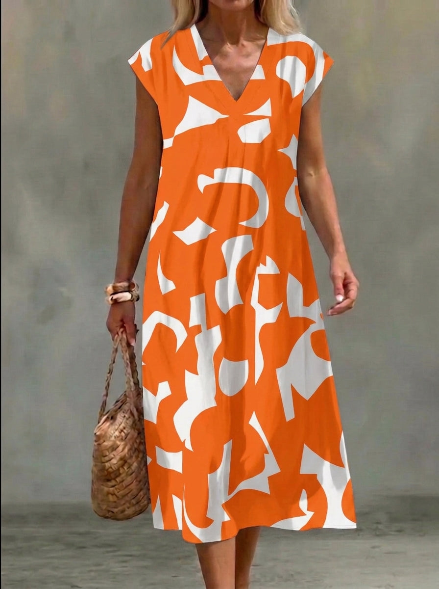 Elena | Black and White Printed Dress