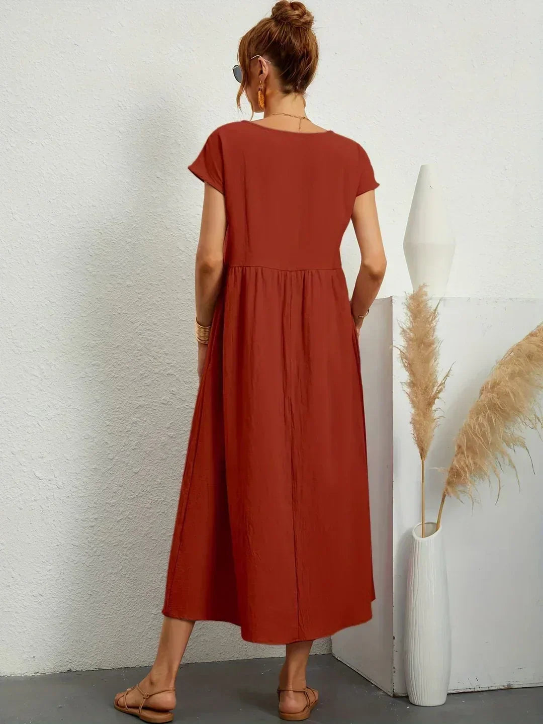 LIORA™ | Breathable White Midi Dress