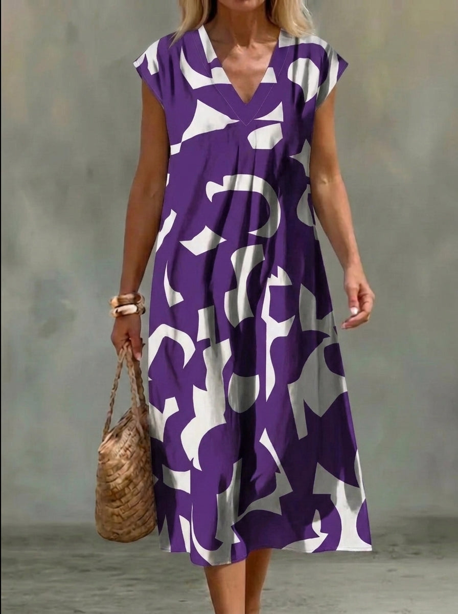 Elena | Black and White Printed Dress