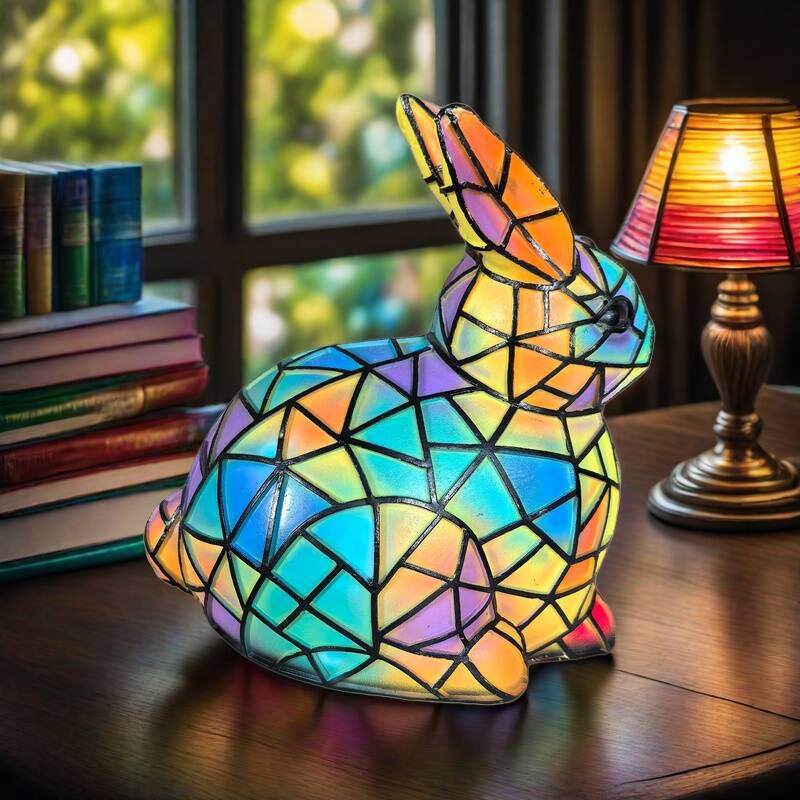 Magical Stained-Glass Rabbit Lamp