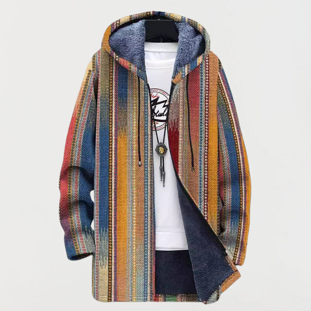 Hayden | Striped Print Hooded Coat