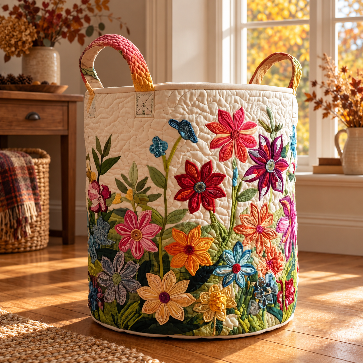 Mirella | Hand-Quilted Laundry Basket in an autumn interior