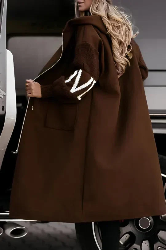 Anastasia | Water-Repellent Hooded Coat with Knit Sleeves
