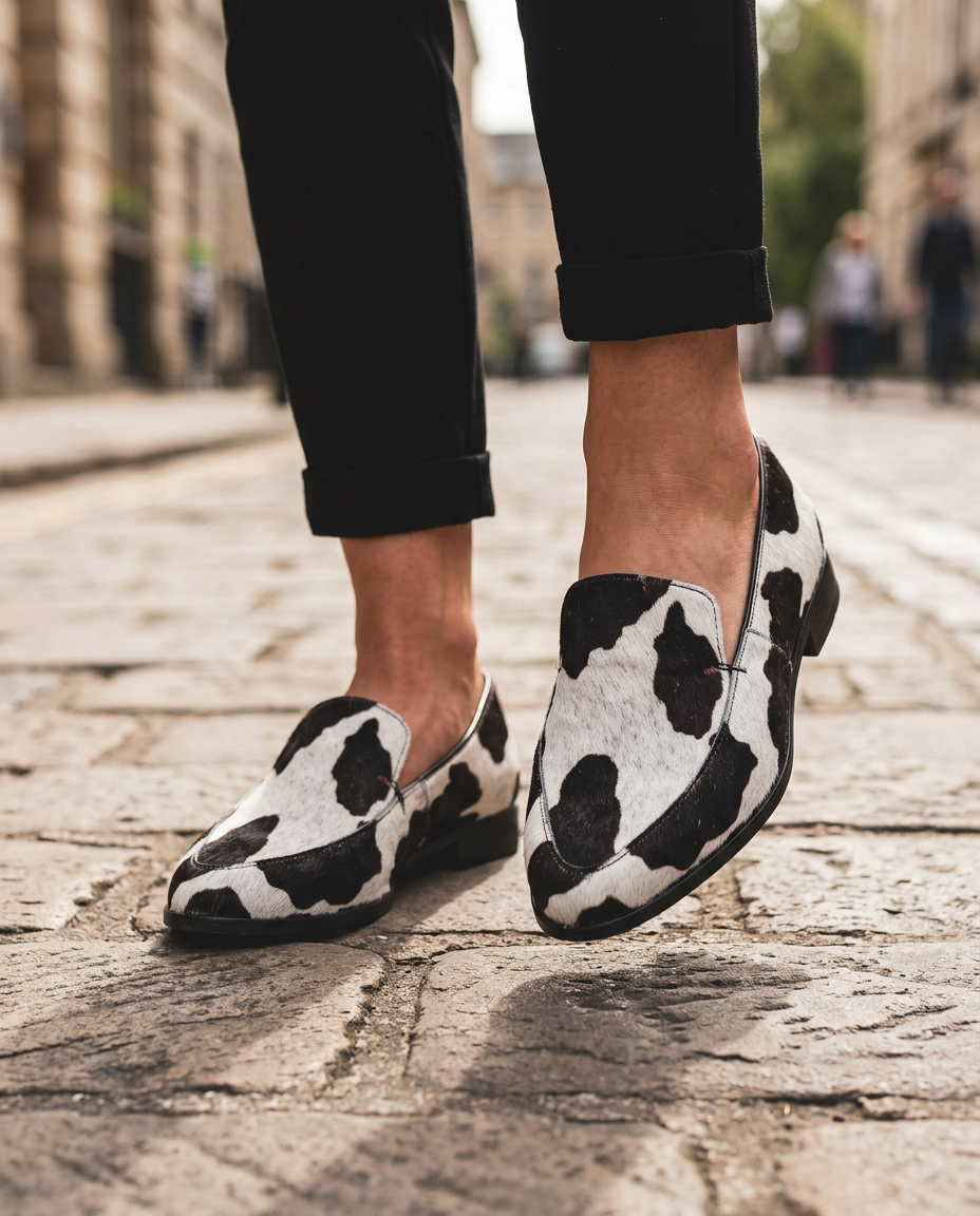Bruna | Cow Print Loafers