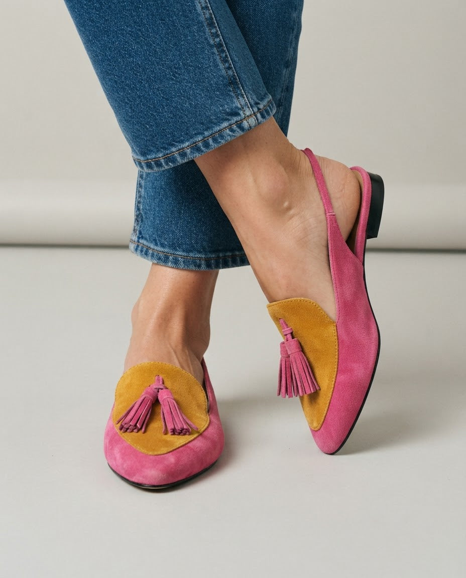 Elena | Fuchsia & Mustard Slingback Flats