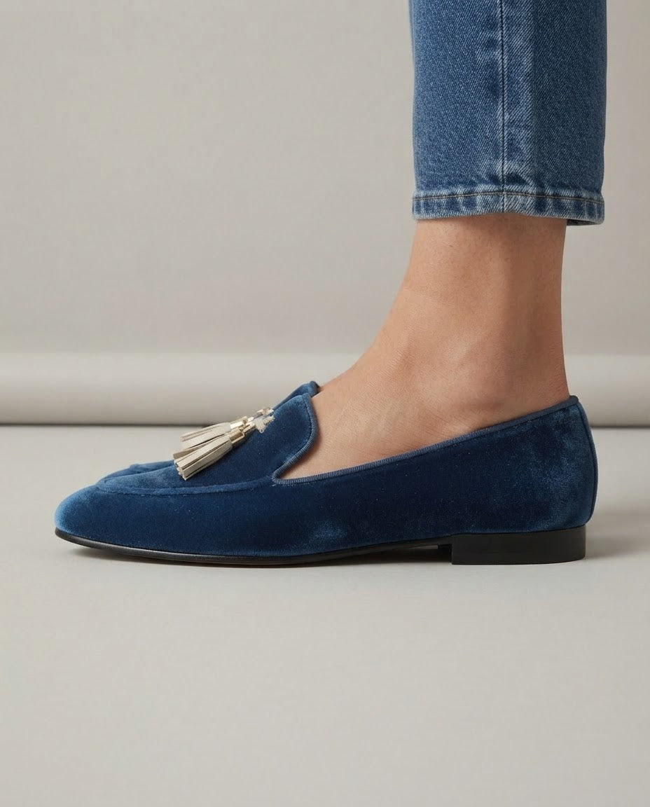 Vittoria | Blue Velvet Loafers