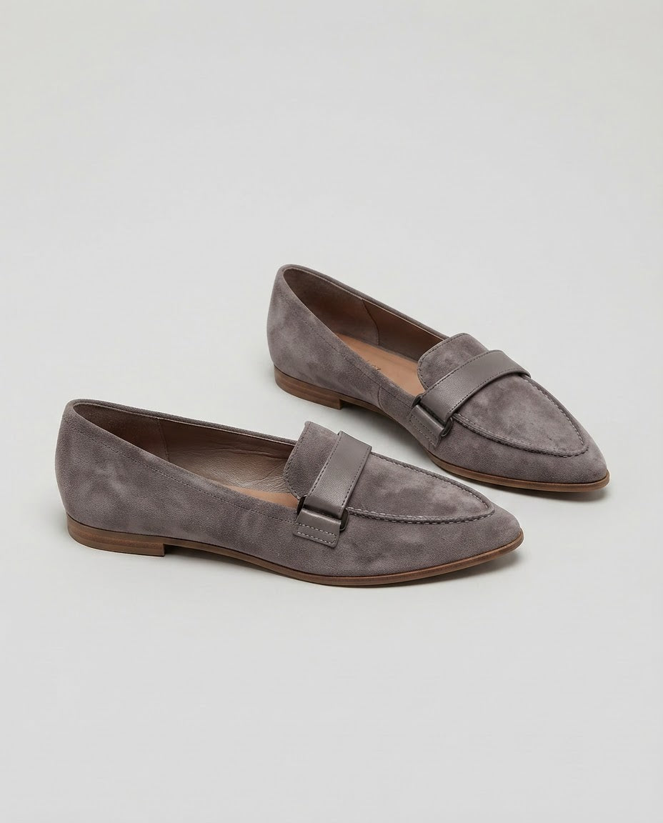 Pointed Toe Loafers with Vamp Band