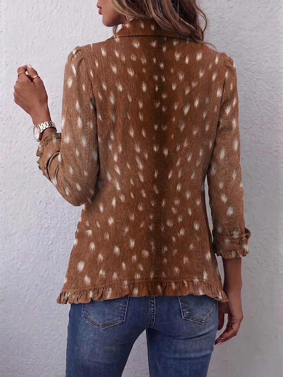 NICOLASA | ANIMAL PRINT RUFFLE JACKET