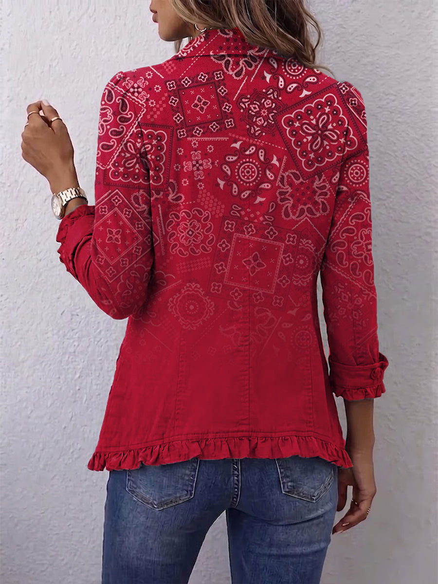 CLOTILDE | OMBRE PAISLEY RUFFLE JACKET