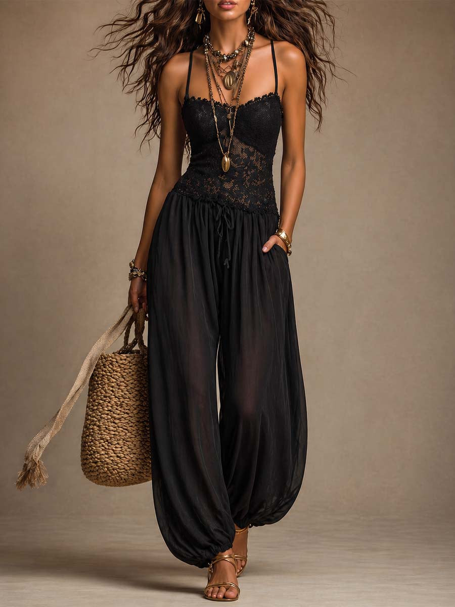 Beatrice | Lace & Chiffon Harem Jumpsuit