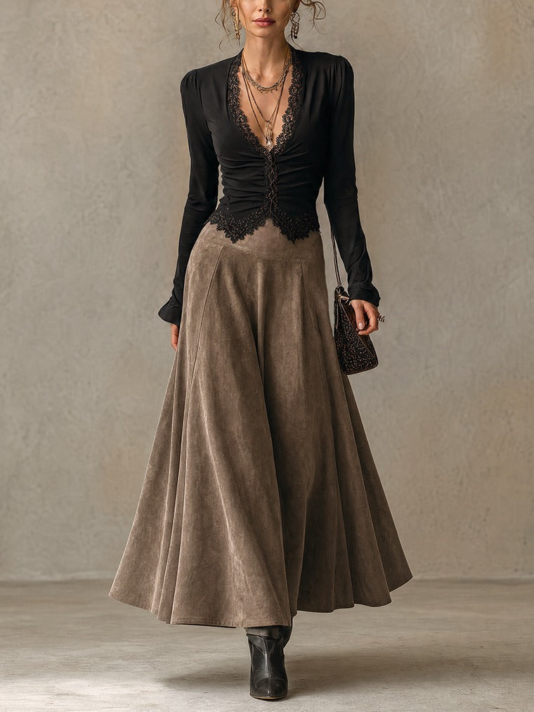 Tamsyn lace top and maxi skirt set front view