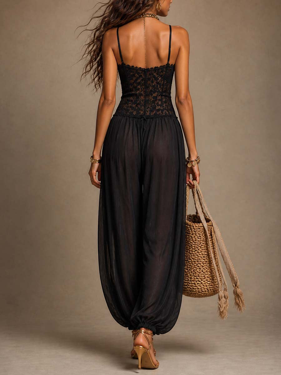 Beatrice | Lace & Chiffon Harem Jumpsuit