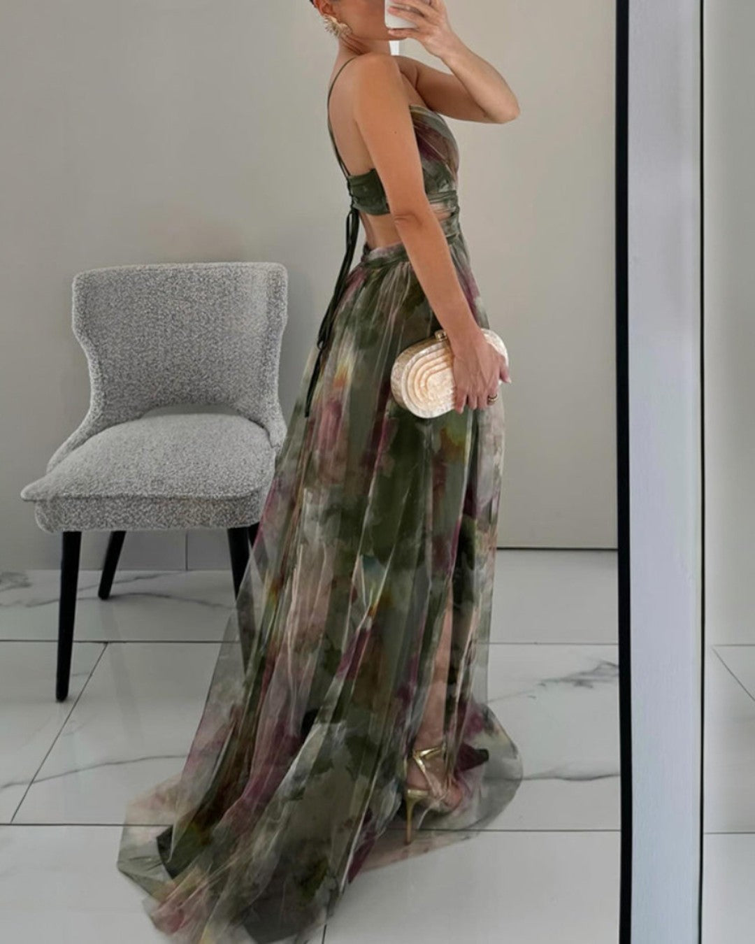 LIORA™ | Watercolor Chiffon Maxi Dress