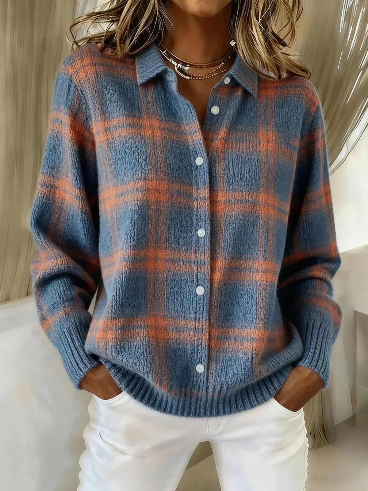 CANDELA | CHECKED KNIT CARDIGAN
