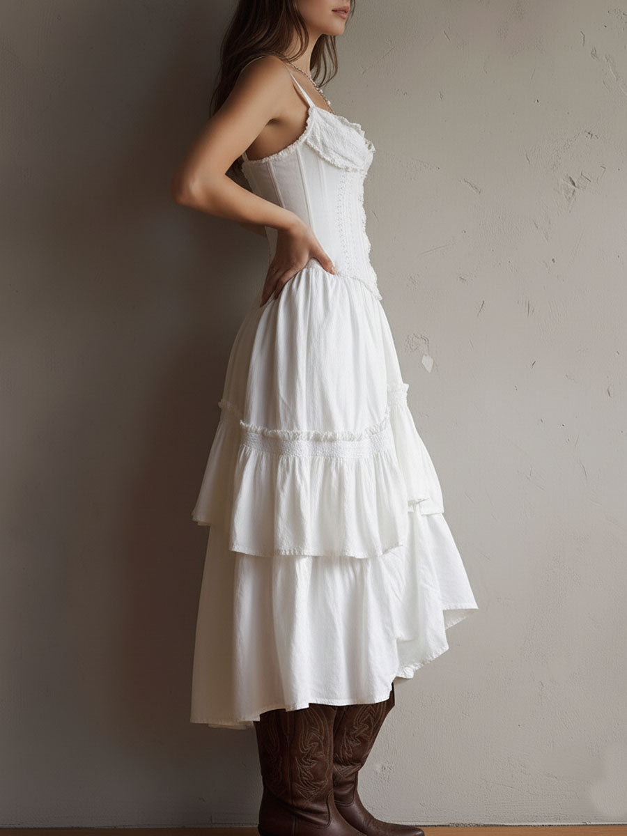 Rosanna | Lace-Trimmed Tiered Midi Dress