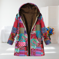 Carole | Red Patchwork Hooded Coat