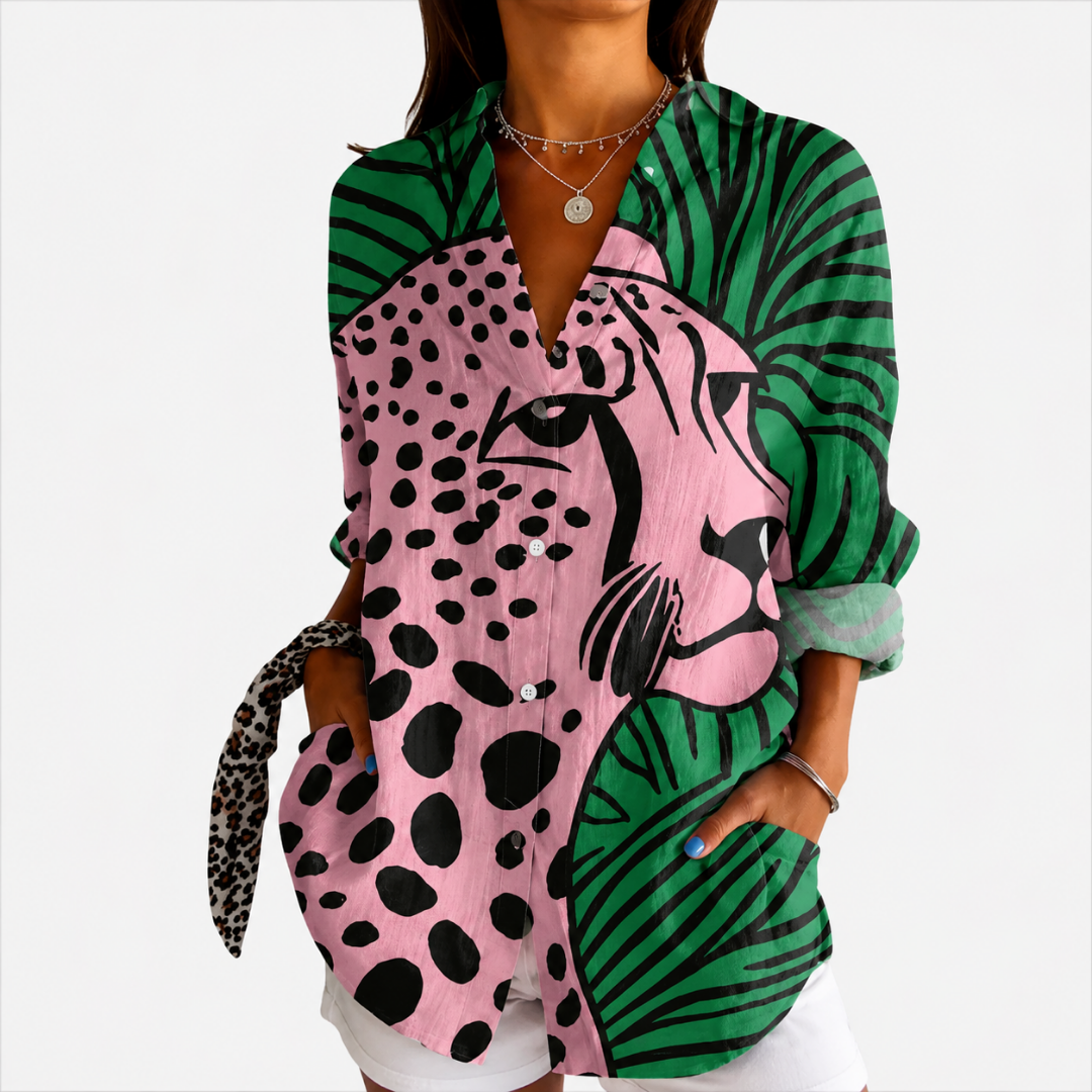 LIORA LONDON | TROPICAL LEOPARD PRINT BLOUSE