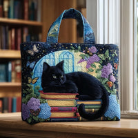 Handcrafted Bag | Black Cat on Books