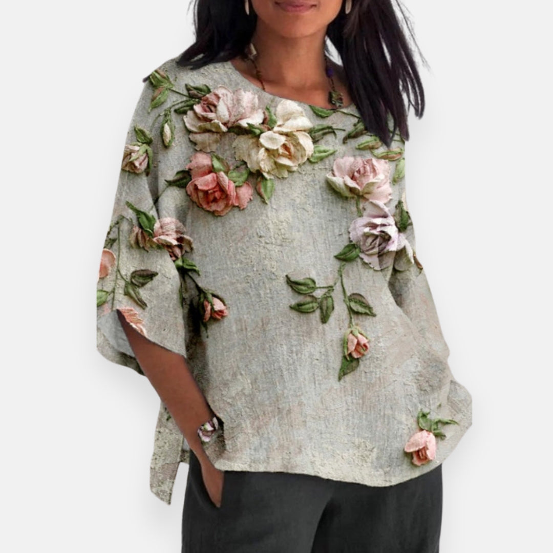 Violet | 3D Floral Textured Blouse