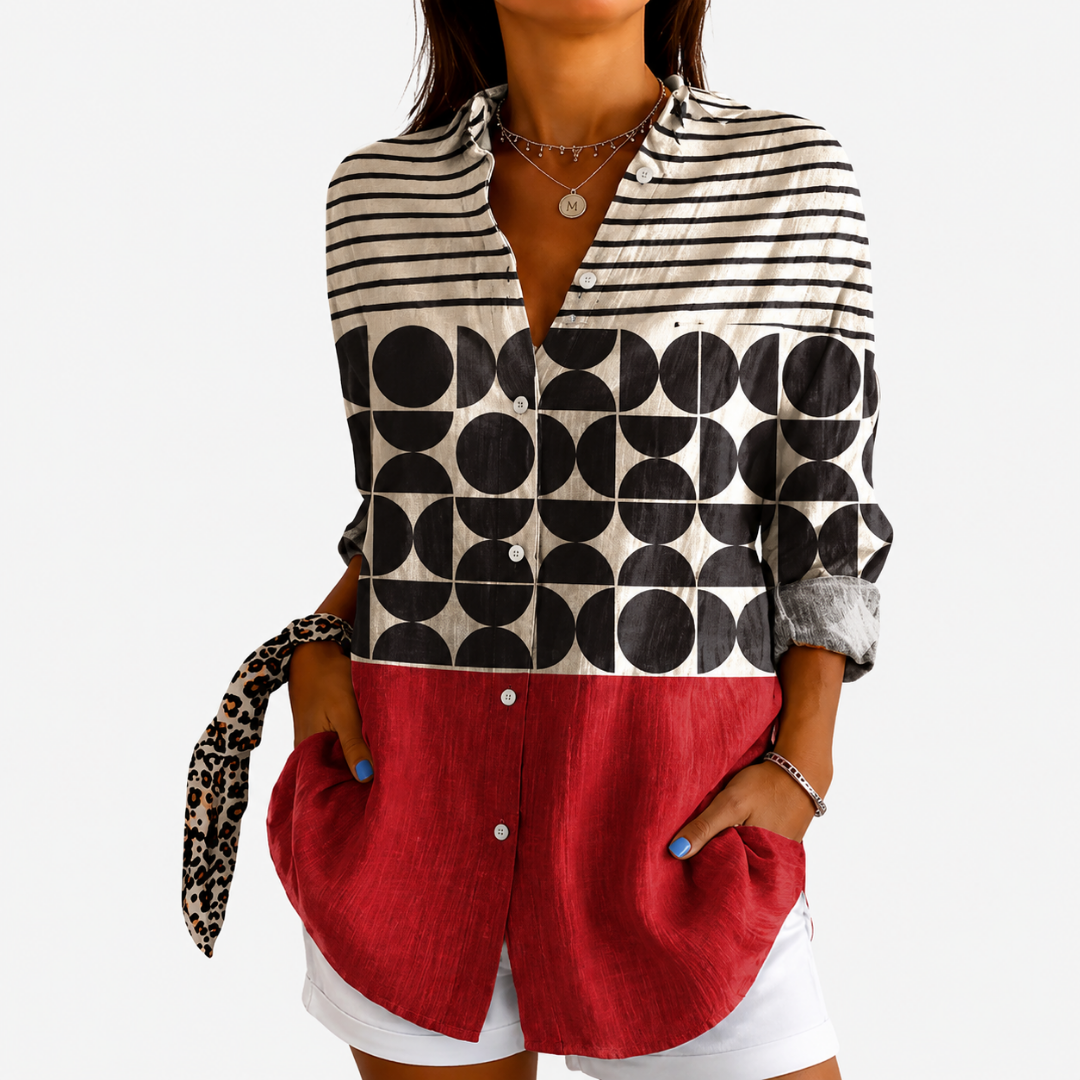 LIORA LONDON | RETRO COLOUR BLOCK BLOUSE