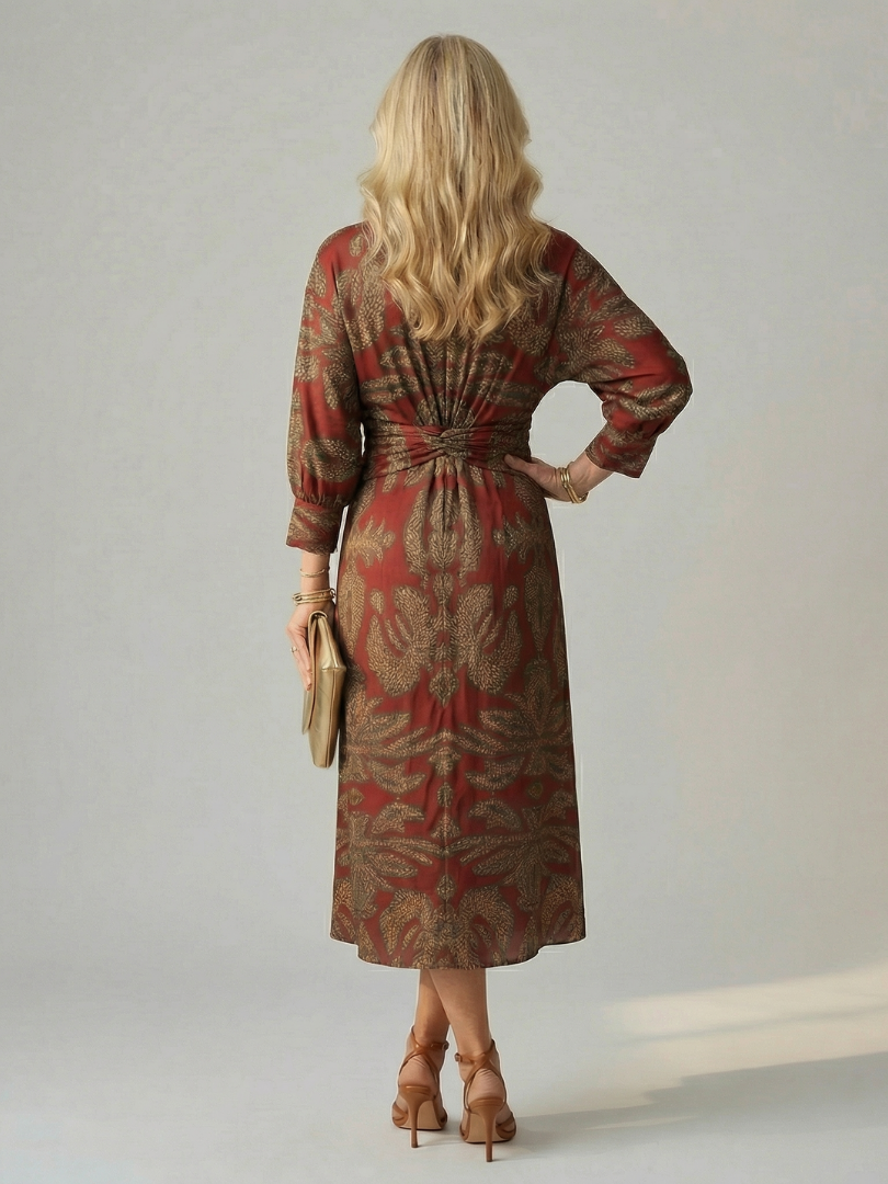 Hazel | Printed Twist-Front Midi Dress