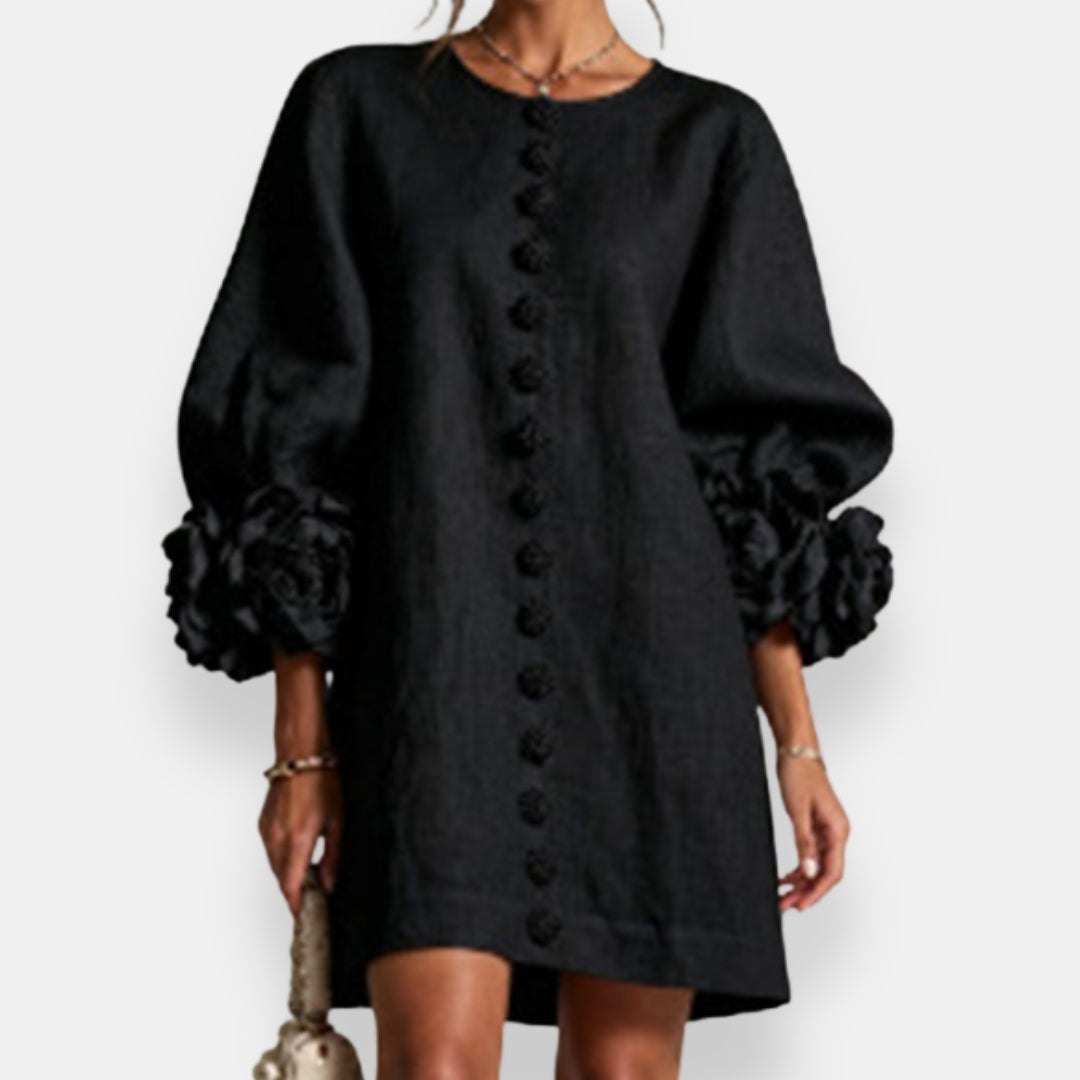 Cecily | Sculpted Floral Button Dress