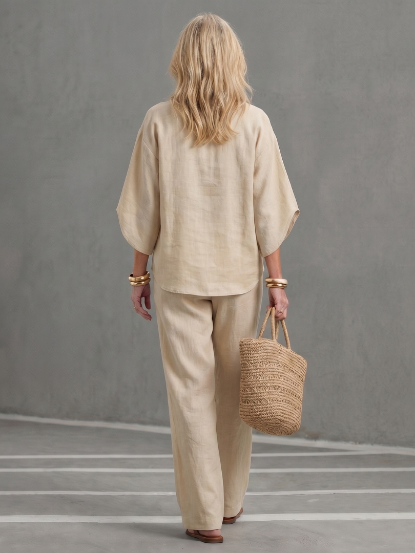 Amity - Button Front Relaxed Tunic Trouser Set