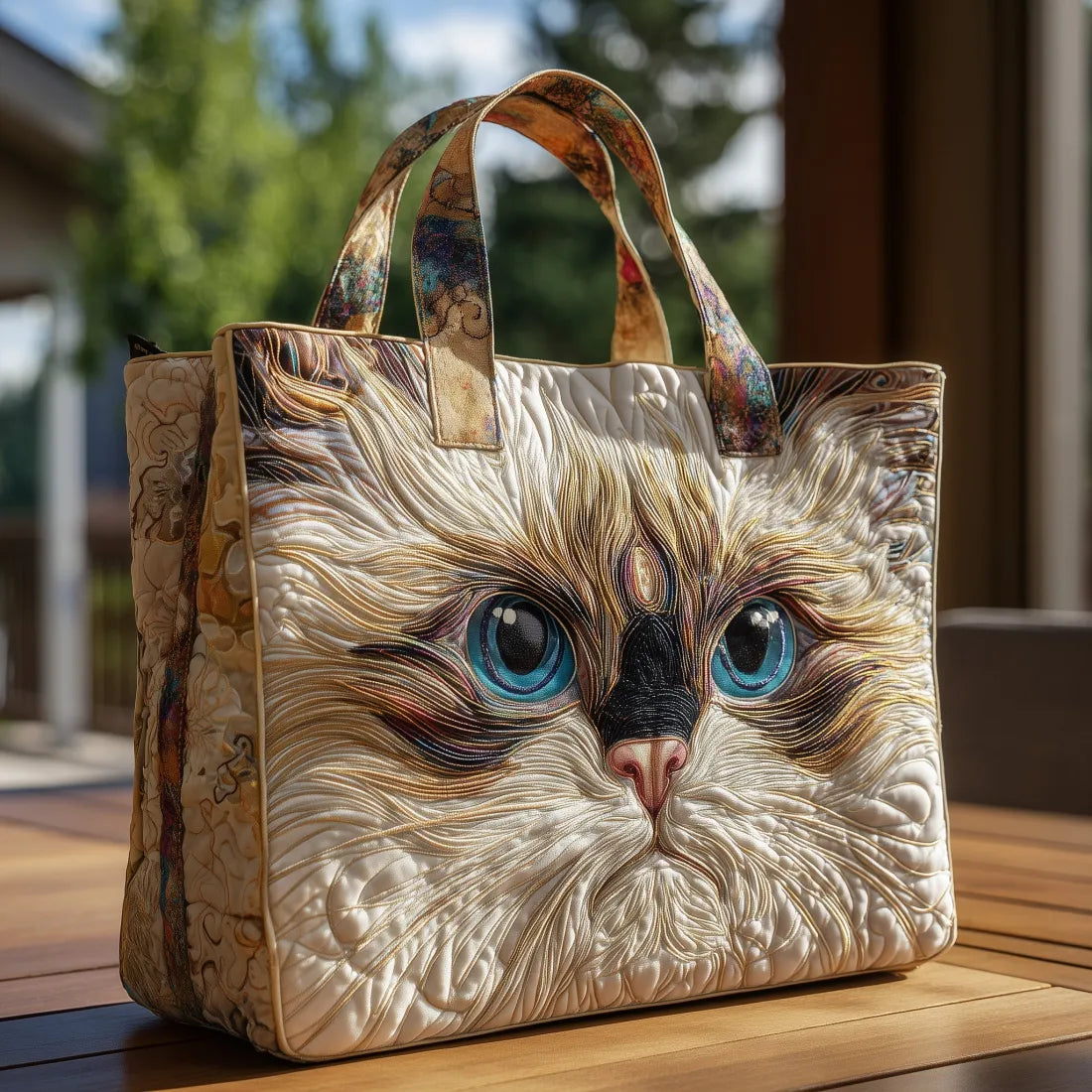 Handcrafted Bag | White Cat with Blue Eyes