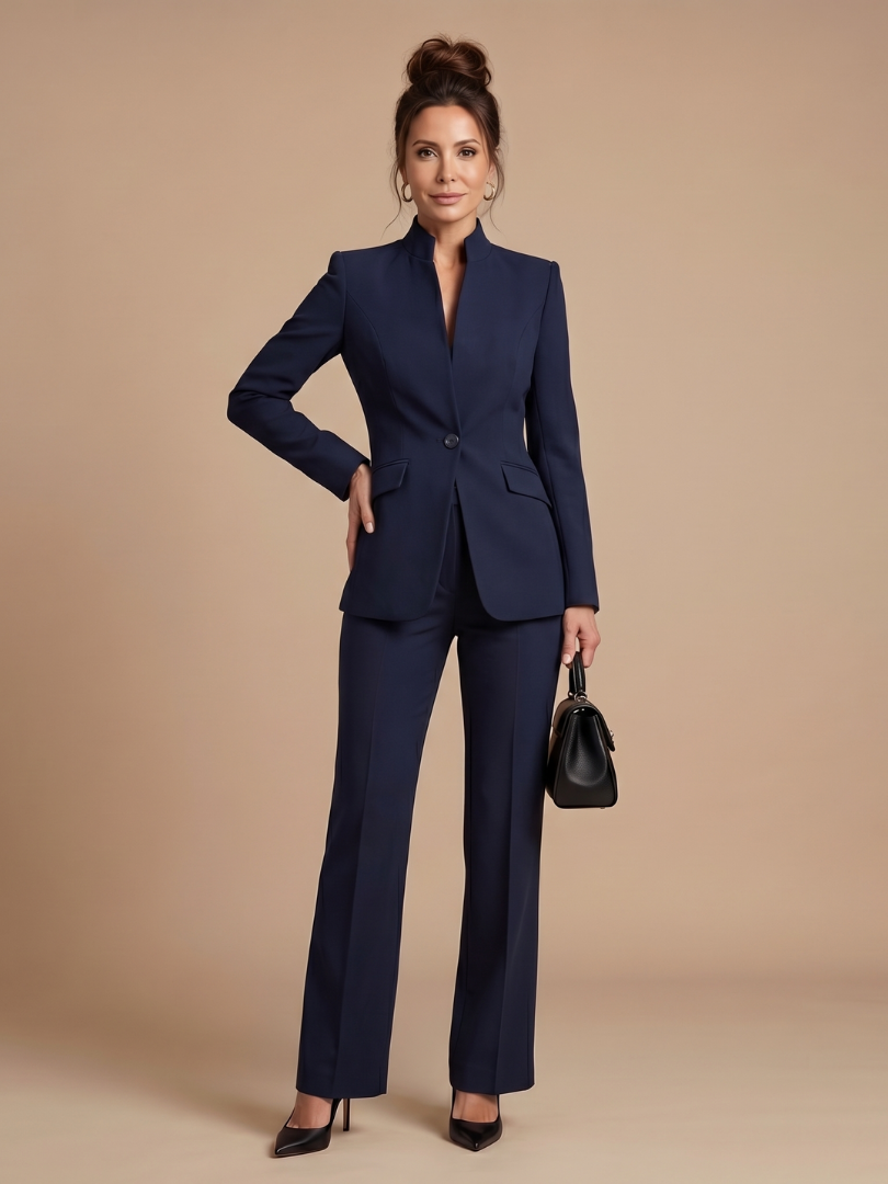 Delta - Structured Stand Collar Tailored Suit