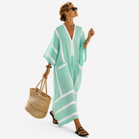 LONG KAFTAN | MINT GREEN COLORBLOCK STRIPE