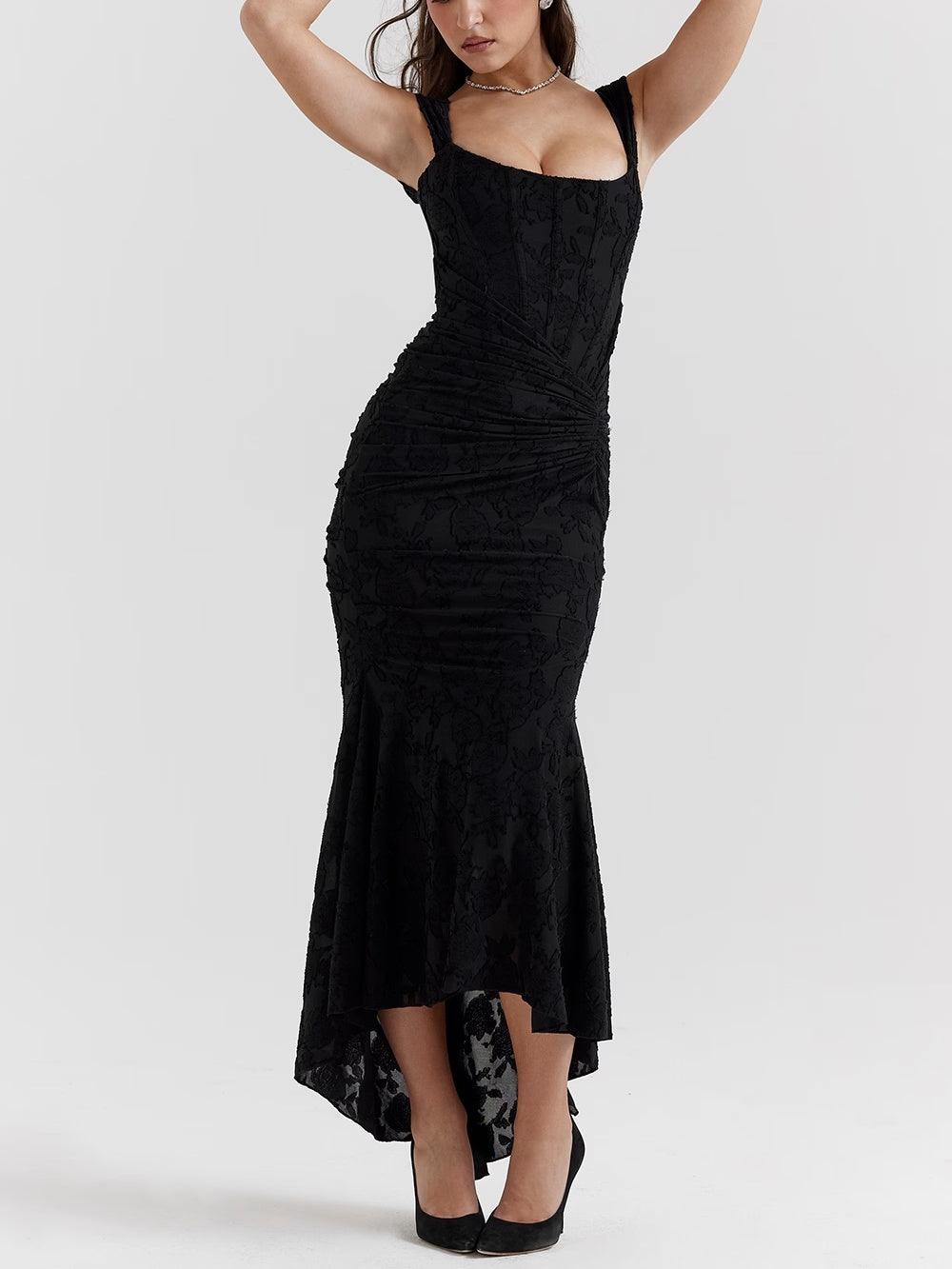 LIORA™ | Lace Fishtail Midi Dress