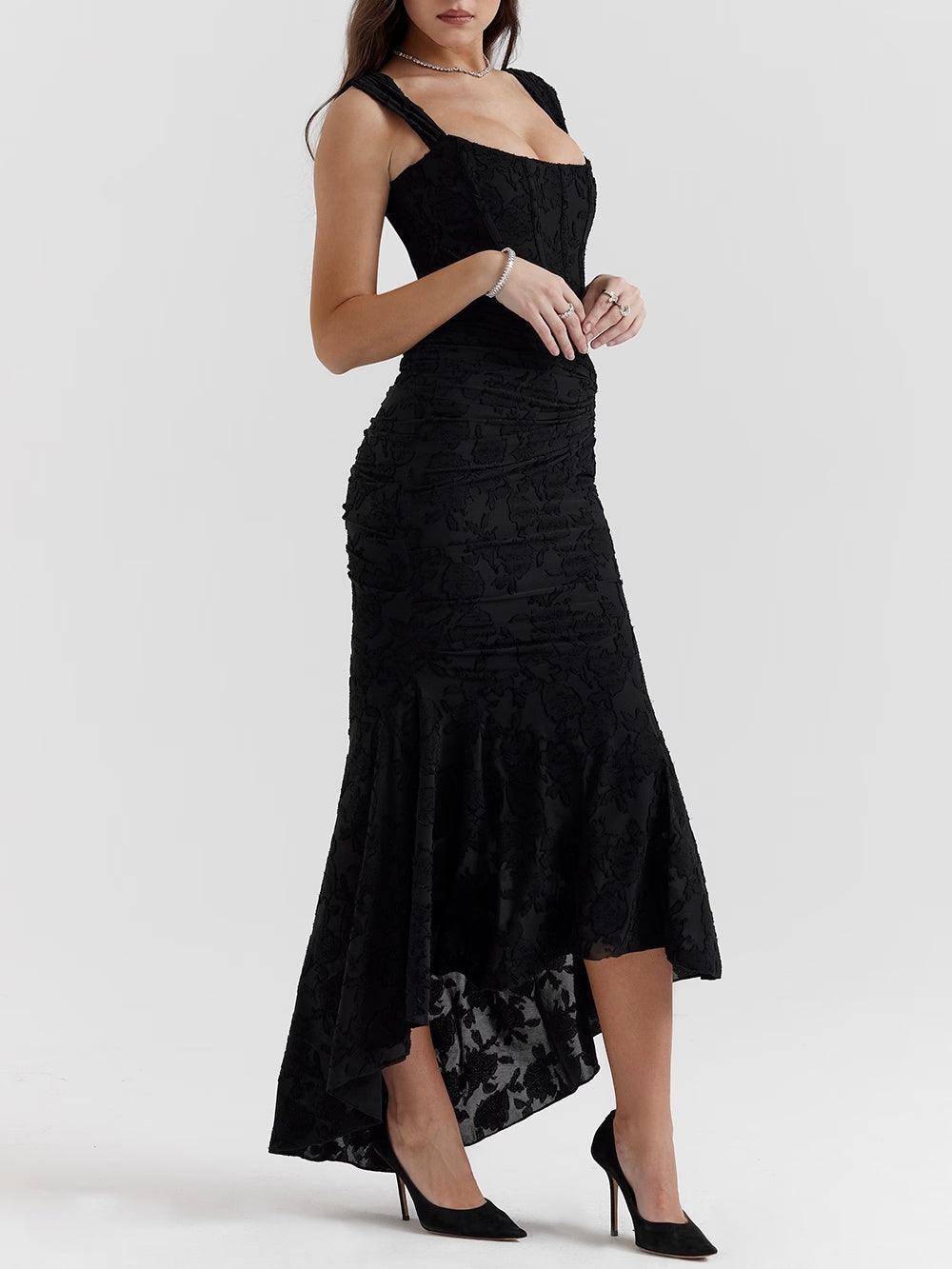 LIORA™ | Lace Fishtail Midi Dress