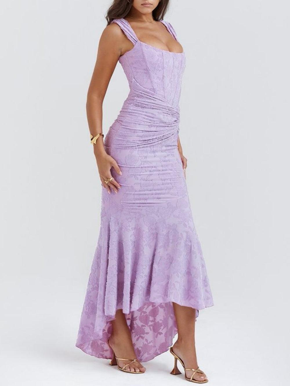 LIORA™ | Lace Fishtail Midi Dress