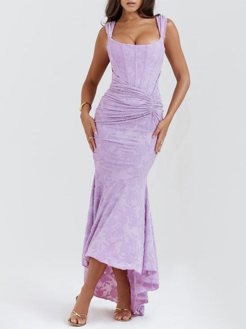 LIORA™ | Lace Fishtail Midi Dress