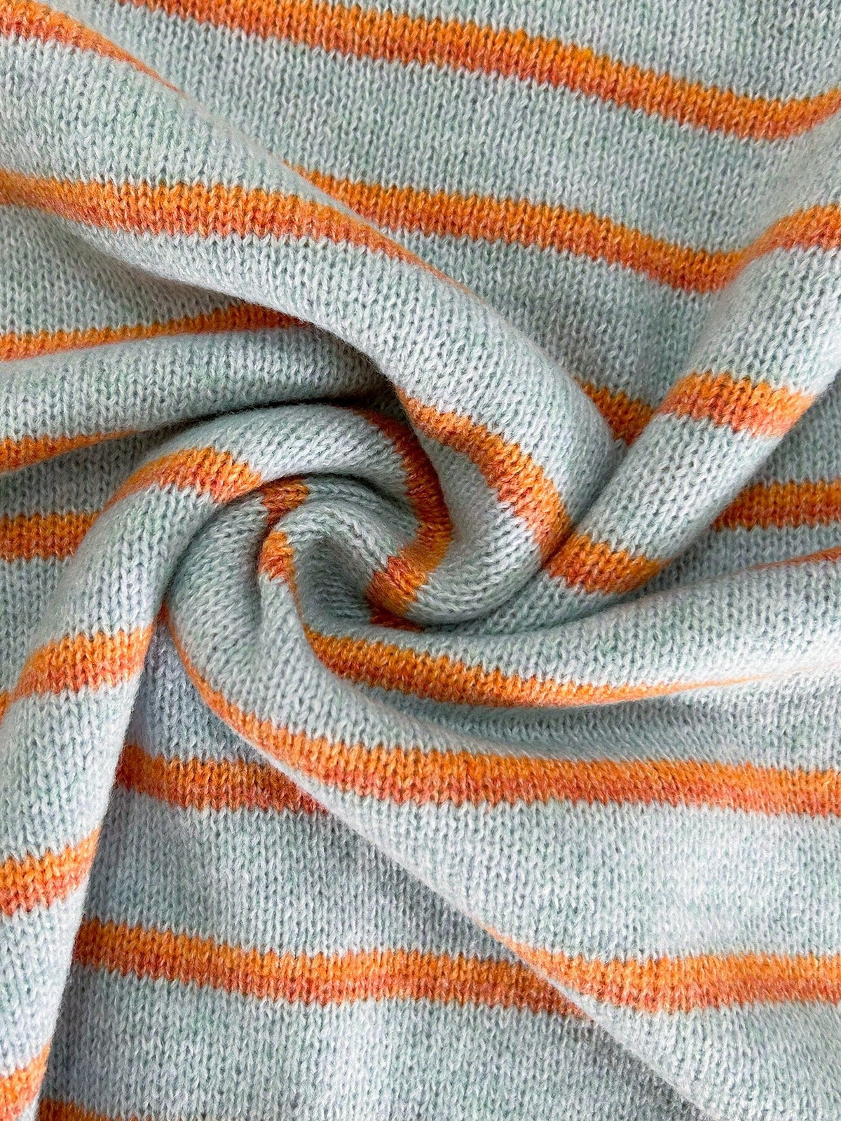 Chelsea striped button cardigan in blue and orange, knit detail
