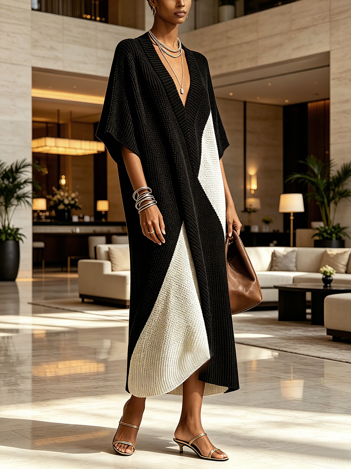 Véra | Ebony & Ivory Midi Dress