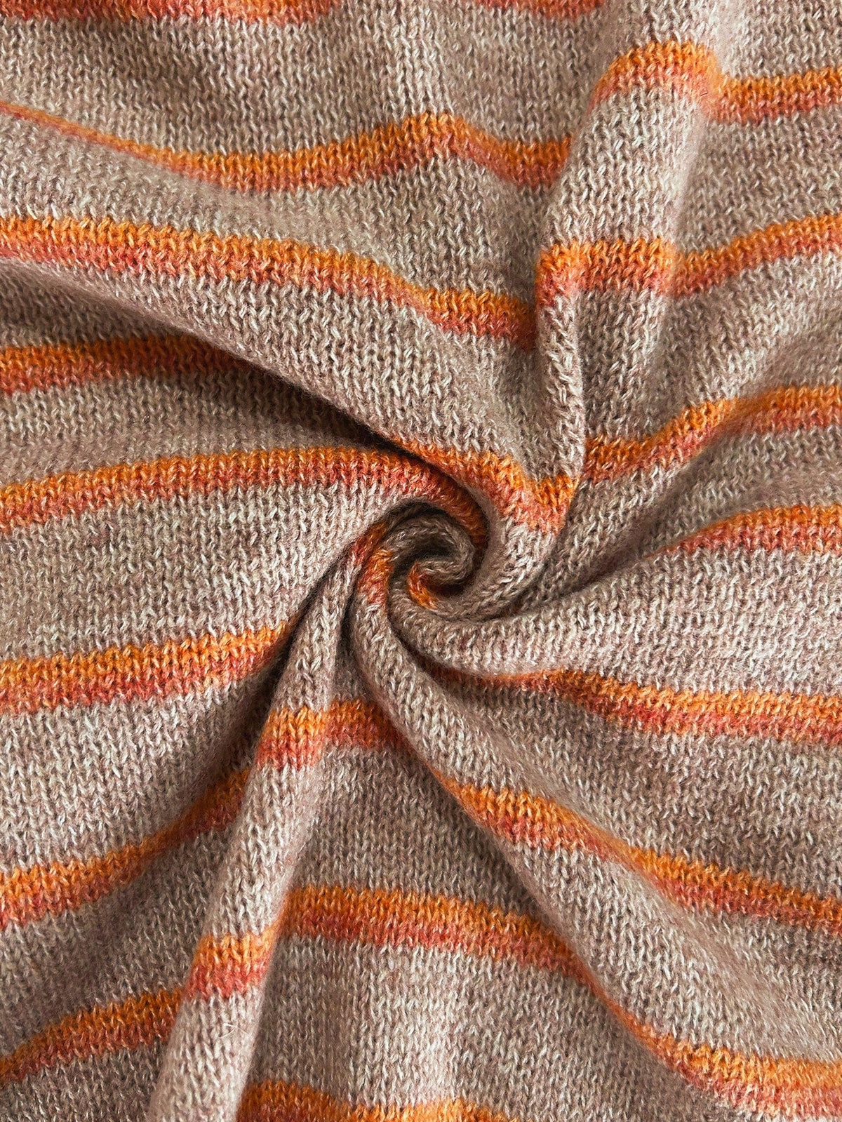 Chelsea striped button cardigan in beige and orange, knit detail