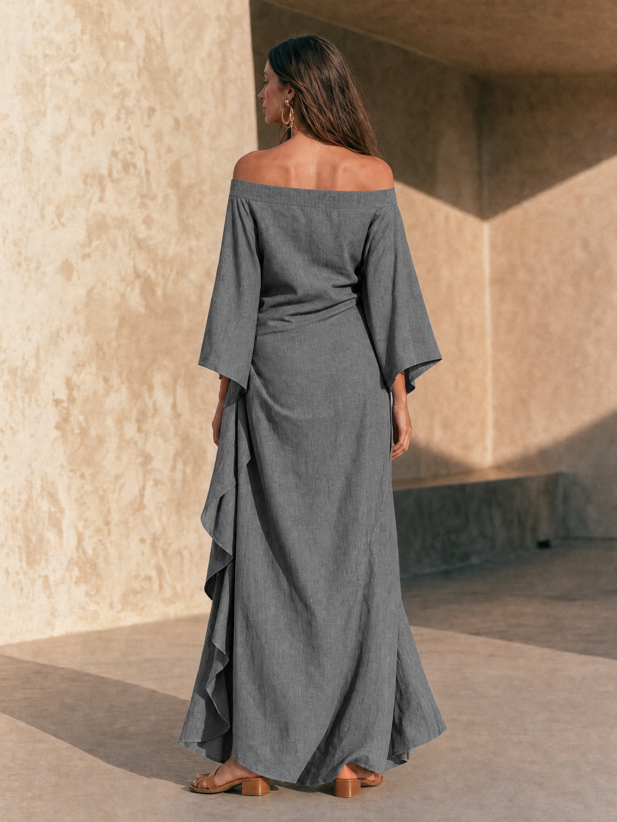 April off-shoulder ruffle hem maxi dress, view 4