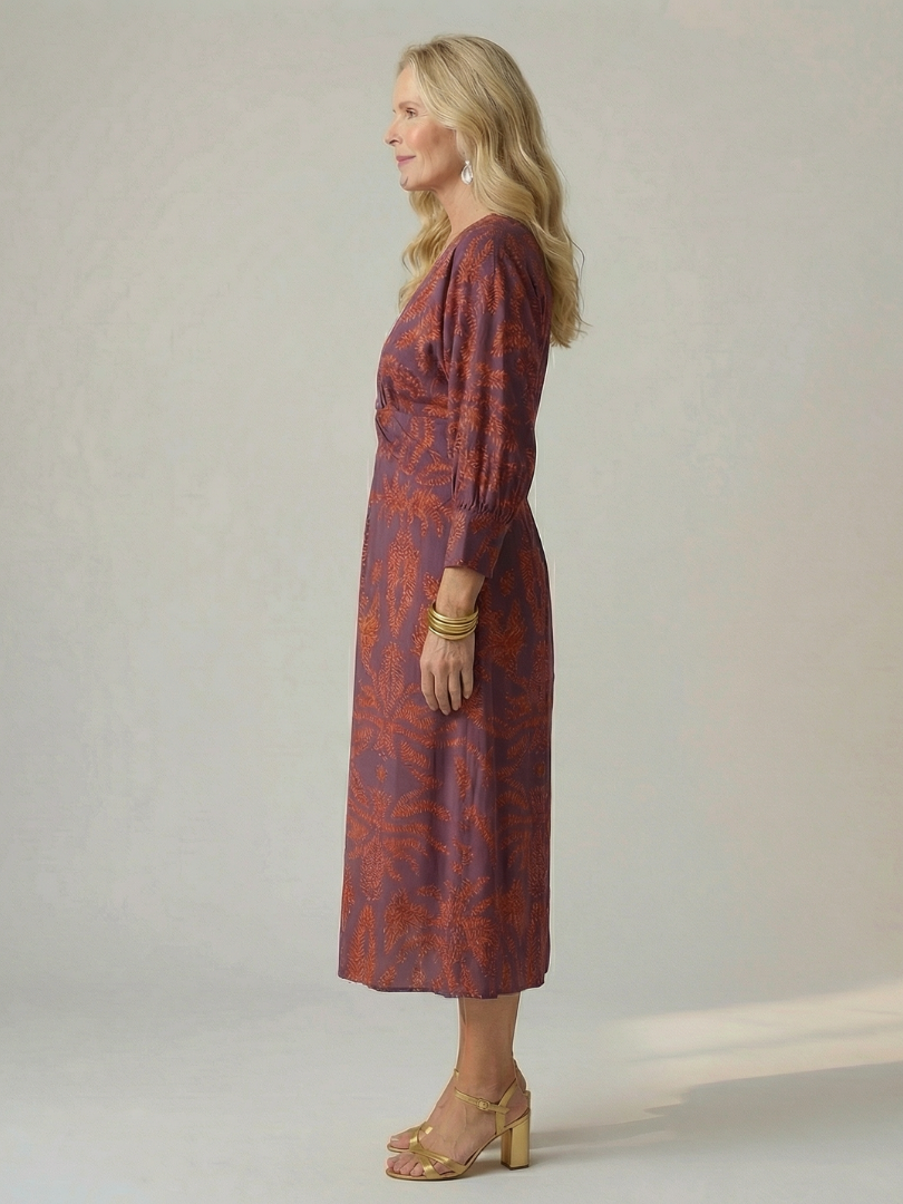 Hazel | Printed Twist-Front Midi Dress