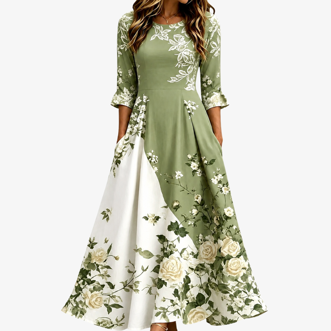 Beatrice | Sage & Ivory Floral Maxi Dress