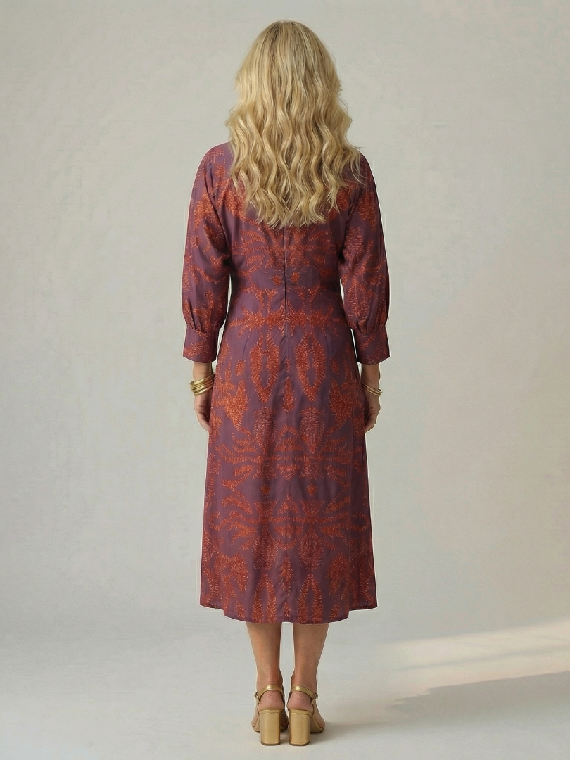 Hazel | Printed Twist-Front Midi Dress