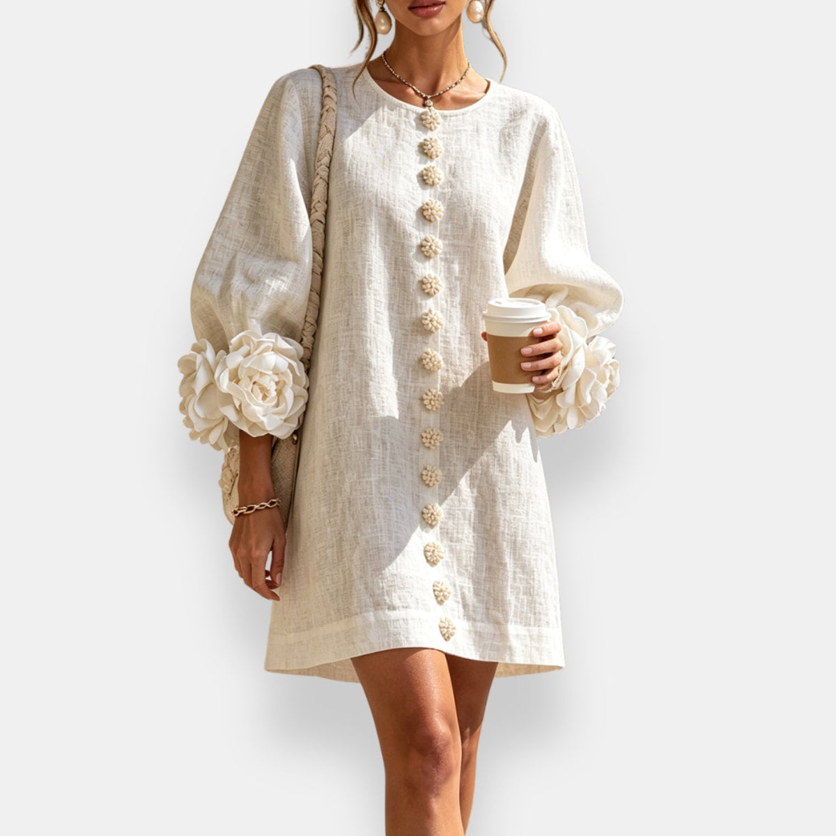 Cecily | Sculpted Floral Button Dress