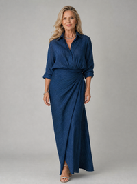 Mirque™ Long Sleeve Wrap Front Maxi Dress