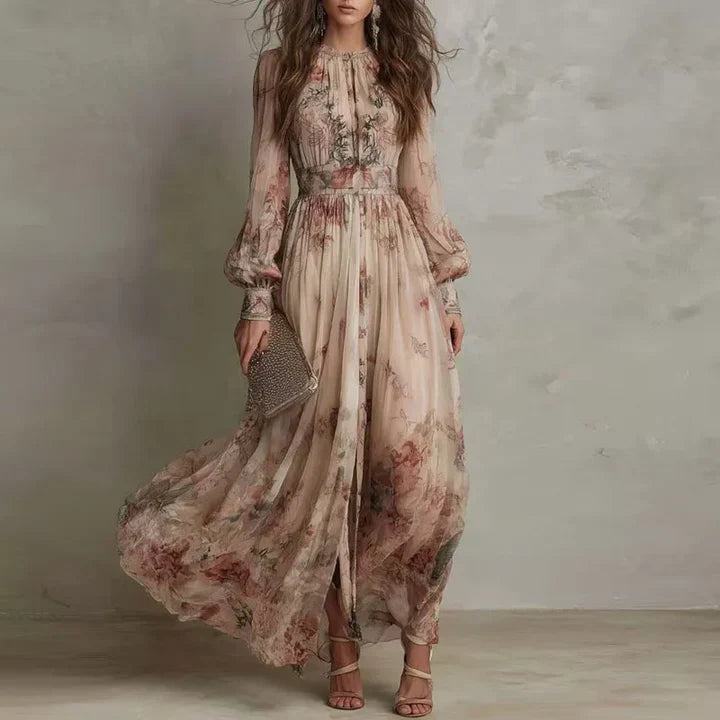 GEORGINA | VINTAGE FLORAL LONG-SLEEVE MAXI DRESS