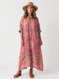 TILDA | ABSTRACT PRINT RELAXED POCKET MIDI DRESS