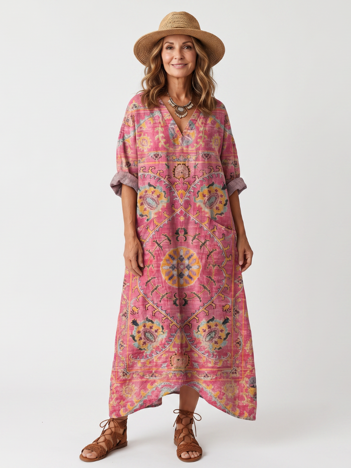 TILDA | ABSTRACT PRINT RELAXED POCKET MIDI DRESS